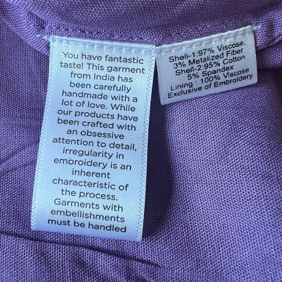 Hemant & Nandita Hera Dress Large Short Sleeve Tiered Georgette Mini - Picture 12 of 16